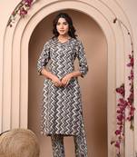 Brown zigzag printed kurta set for women