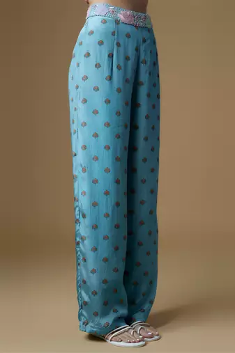 Blue printed pant set