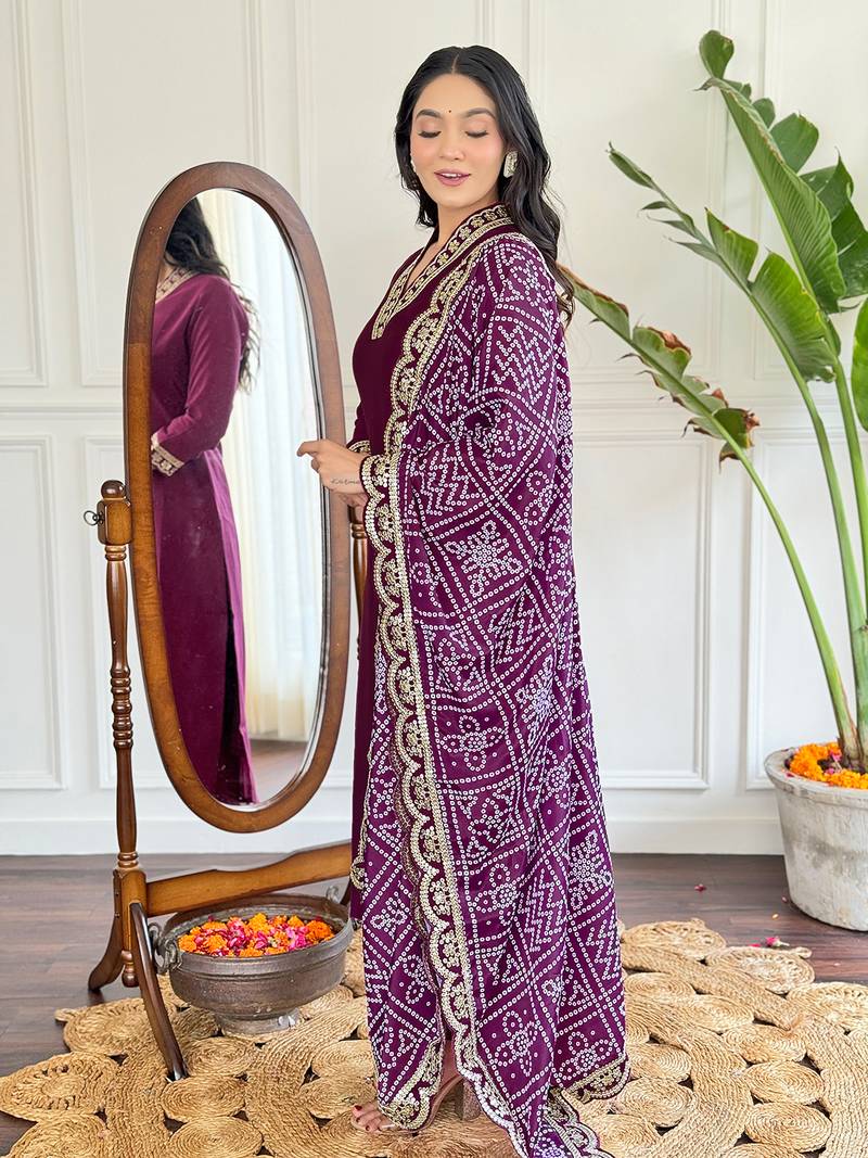 Viscose Silk Fabric work Straight cut Kurta, Pant and Dupatta Set