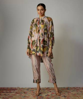 Lilac viscose printed co-ord set 1