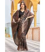 Black Silk Blend Woven Banarasi Saree