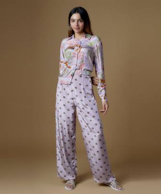 Onion pink crepe printed & embroidered co-ord set 1