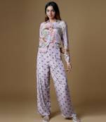 Onion pink crepe printed & embroidered co-ord set