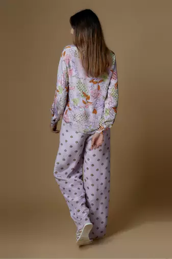 Onion pink crepe printed & embroidered co-ord set
