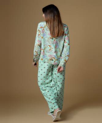 Mint green crepe printed & embroidered co-ord set 3