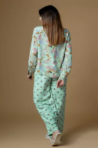 Mint green crepe printed & embroidered co-ord set