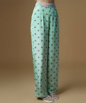 Mint green crepe printed & embroidered co-ord set 4