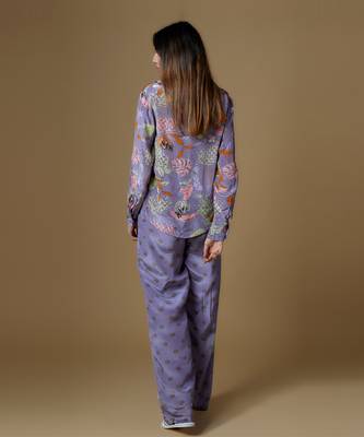 Pastel purple crepe printed & embroidered co-ord set 2