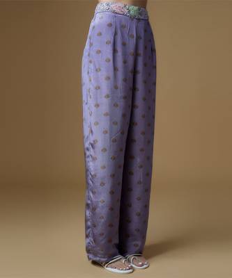 Pastel purple crepe printed & embroidered co-ord set 3
