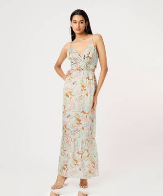 Mint green printed dress 1