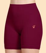 Trendmalls Maroon Plain Solid Nylon Soft Shape Wear for Women