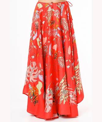 Red Embroidered & Printed Lehenga Set 3
