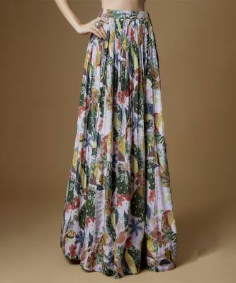 Lilac Crepe FLoral Printed Lehenga Set 4