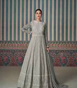 Grey georgette chikankari embroidered trendy gown