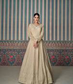 Cream georgette chikankari embroidered trendy gown