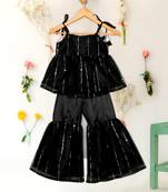 Saka designs black art silk kurta sharara for girls 2 pcs set (6 months to 5 years)