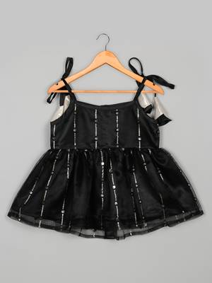 Saka designs black art silk kurta sharara for girls 2 pcs set (6 months to 5 years) 2