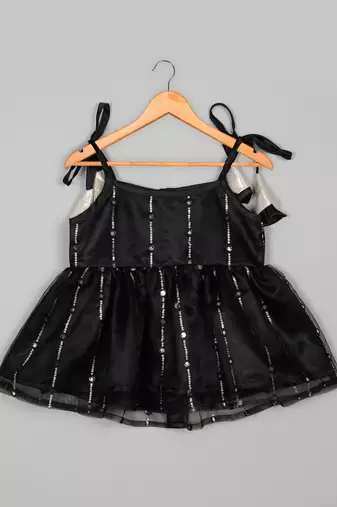Saka designs black art silk kurta sharara for girls 2 pcs set (6 months to 5 years)