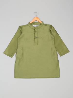 Saka designs art silk green kurta pyjama peach embellished jacket 3 pcs set for boys 2