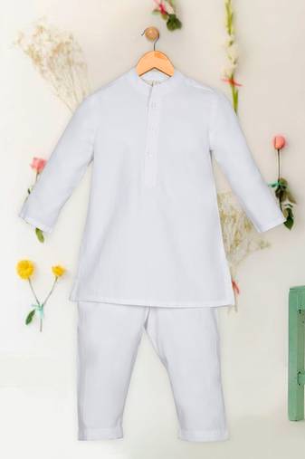Saka designs white poly cotton  kurta pyjama for boys 2 pcs set