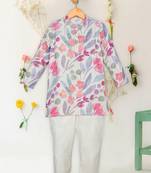 Saka designs pink white combo poly cotton kurta pyjama for boys 2 pcs set