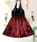 Saka designs black maroon combo lehanga with sequence work choli for girls 2 pcs set (6 months to 5 years)