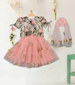 Saka designs green peach combo lehanga floral printed choli with dupatta 3 pcs set for girls