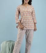 Stylish cotton kurta set with pink and orange stripes