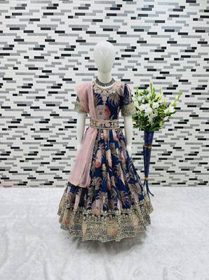 Trading Heavy Fox Georgette Gown With Digital Print work With Embroidered Siqunce work Ready To Wear 1