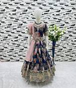 Trading Heavy Fox Georgette Gown With Digital Print work With Embroidered Siqunce work Ready To Wear