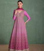 pink embroidered chiffon free size stitched gawn.(size Free size full stitched Up To 42")