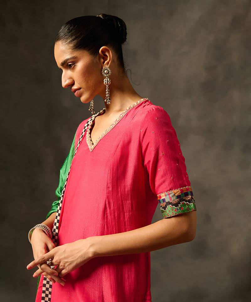 Savi kurta set with dupatta - pink