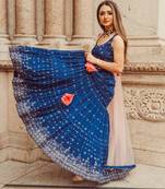ROYAL BLUE EMBROIDERY WORK GEORGETTE FABRIC PARTY WEAR LEHENGA CHOLI WITH DUPATTA.