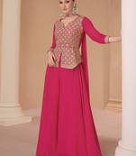 Pink heavy sequence embroidered georgette bollywood straight suit