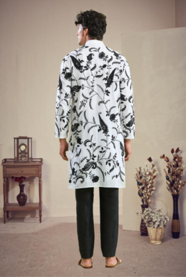 Black and white embroidery kurta pajama 4