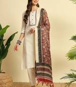 Ivory khadi cotton salwar suit with dupatta