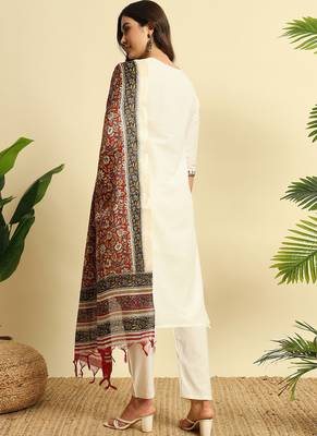 Ivory khadi cotton salwar suit with dupatta 2