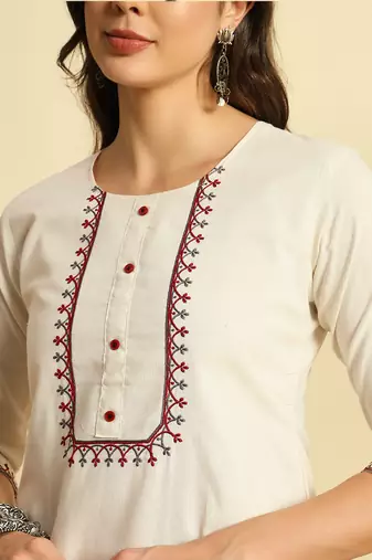 Ivory khadi cotton salwar suit with dupatta