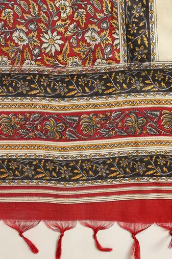 Ivory khadi cotton salwar suit with dupatta