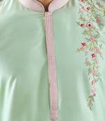 Green cotton blend embroidery kurta pajama