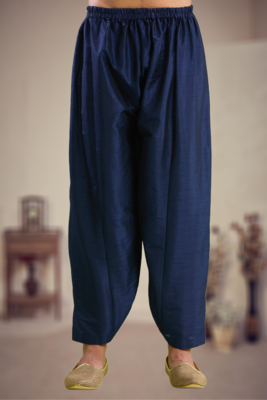 Blue art silk embroidery kurta with pajama 3