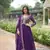 Purple georgette sequins zari embroidered flaried gown with heavy dupatta