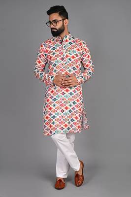Men multi printed cotton blend kurtas 1