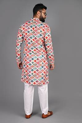 Men multi printed cotton blend kurtas 2