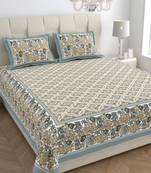 Pattachitra collection grey and golden double bedsheet