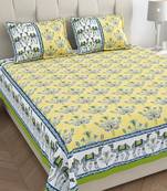 Floral corsage yellow pure cotton king size bedsheet
