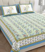 Perky parrots green pure cotton king size bedsheet