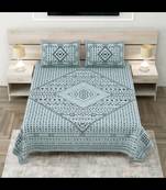 Teal infinite prosperity pure cotton king size bedsheet