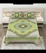 Shubh labh green elegance luxurious pure cotton king size bedsheet