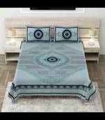 Shubh labh teal elegance luxurious pure cotton king size bedsheet